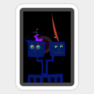 Robot and Aliens Sticker